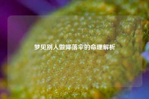 梦见别人做降落伞的命理解析