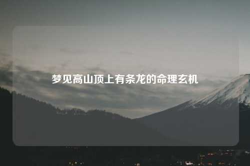 梦见高山顶上有条龙的命理玄机