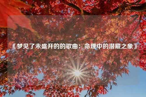 《梦见了未盛开的的歌曲：命理中的潜藏之象》